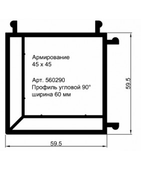 Соединительный профиль угла 90 град. для монтажной глубины 60мм - фото - 2